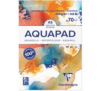 Clairefontaine 975720C Bloc Encollé Goldline Aquapad - 70 Feuilles Papier Aquarelle Blanc Grain Moyen Fin A5 14,8x21 cm 300g