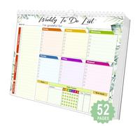 Bloc de planification hebdomadaire, 52 feuilles non datées pour listes de tâches quotidiennes, suivi des habitudes, planification scolaire et objectifs de productivité - Parfait pour le travail, la