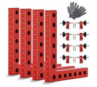 Bloc de Positionnement à 90 Degrés, 14 cm Pince à Angle Droit Serre Joint Angle Droit Aluminium Equerre de Positionnemen avec 4 paires de clips Outillage Bois pour Cadres Photo - 4 Ensembles