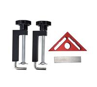 Bloc de positionnement à 90 degrés avec règle d’angle magnétique, ensemble triangle carré en alliage d’aluminium et pince de clôture pour le travail du bois, comprenant une plaque