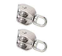 Bloc De Poulie Double, Poulie De Levage, 2 Pièces Double Poulie en Acier Inoxydable M25 Double Poulie Bloc 150kg Roulement Pivotant Poulie Roue Rouleau