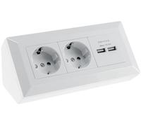 Bloc de prise 2 voies + 2 ports USB, blanc 250 V ~/16 A