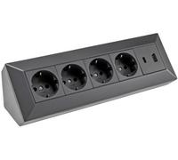 Bloc de prise 4 voies, USB C, noir 4250416341440