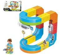 Bloc de Rail Magique, Electric Train Set Flexible Race Track, Circuit Train Électrique Enfant, Circuit 3D Intégrable, avec Voiture Motorisée, Gravity-Defying Building Toy Gifts for Boys and Girls-A