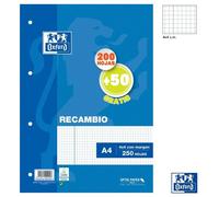 Bloc de recharge 250+50 feuilles quadrillÃ©es A4 Oxford Bleu 2,10x30x21 cm