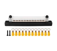 Bloc de répartition électrique 12 pôles avec 2 bornes M6 et 12 vis M4 pour voiture campingcar bateau (Noire)