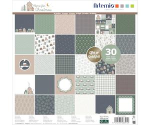 Bloc de scrapbooking Artemio Home for Christmas, L 30,5 x l 30,5 cm, 150 g/m², papier de bricolage pour hobbies et comme cadeau, papier décoratif double face