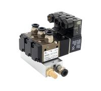 Bloc de Stations d'électrovanne normalement ouvert, avec collecteur de Base de raccord de silencieux, DC12v DC24v AC110v AC220v, 3 ports, 1 pièces(DC12V 6mm fittings)