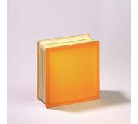 Bloc de verre Lux Glass Orange lisse satiné 2 faces 19 x 19 x 8 cm Unité de vente 1 boîte de 6 pièces
