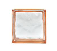 Bloc de verre réfléchissant ondulé couleur orange | cm 19 x 19 x 8 | Unité de vente 1 boîte de 6 pièces | Euro/pcs. 5,50