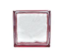 Bloc de verre réfléchissant ondulé couleur rouge | cm 19 x 19 x 8 | Unité de vente 1 boîte de 6 pièces | Euro/pcs. 5,50