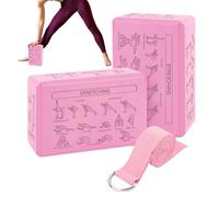 Bloc de yoga en mousse - 2 pièces, portable, antidérapant, doux, outil d'entraînement de cale de yoga, parfait pour l'étirement et la méditation | Femmes Débutantes Entraînement Équilibre Flexibilité