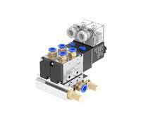 Bloc d'électrovanne pneumatique 4V210-08 avec collecteur de Base de Joint de silencieux 2/3/4/5 Positions 12/24V DC 110/220V AC Multi Option(4V210-08-2F-PC4-02,AC220V)