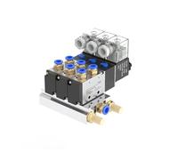 Bloc d'électrovanne pneumatique 4V210-08 avec collecteur de Base de Joint de silencieux 2/3/4/5 Positions 12/24V DC 110/220V AC Multi Option(4V210-08-3F-PC4-02,AC220V)