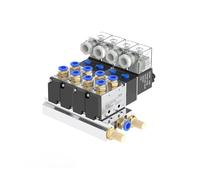 Bloc d'électrovanne pneumatique 4V210-08 avec collecteur de Base de Joint de silencieux 2/3/4/5 Positions 12/24V DC 110/220V AC Multi Option(4V210-08-4F-PC4-02,AC220V)