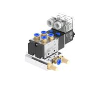 Bloc d'électrovanne pneumatique 4V210-08 avec collecteur de Base de Joint de silencieux 2/3/4/5 Positions 12/24V DC 110/220V AC Multi Option(4V210-08-2F-PC8-02,AC220V)