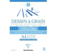 Bloc Dessin A Grain Colle A4 - 125g - 40 Feuilles - Clairefontaine