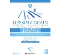 Bloc Dessin A Grain Colle A5 - 125g - 40 Feuilles - Clairefontaine