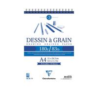 Bloc Dessin A Grain Spirale A4 - 30 feuilles - Clairefontaine