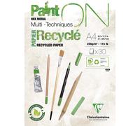 Clairefontaine Bloc de dessin Paint'ON A4 – Papier blanc 100% recyclé 250 g – 30 feuilles