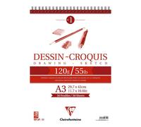 Bloc Dessin Croquis Spirale A3 - 120g - 50 feuilles - Clairefontaine