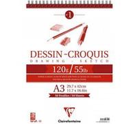 Bloc Dessin Croquis Spirale A3 - 120g - 50 feuilles - Clairefontaine Blanc G