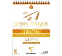 Clairefontaine 96674C Bloc Spiralé en-tête Papier Dessin Croquis - 35 Feuilles Papier Dessin au Grain Très Léger - A4 21x29,7 cm 160g - Idéal pour le Dessin et Croquis au Crayon, Feutre et Fusain