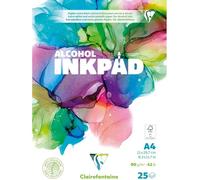 Clairefontaine 976107C Bloc Encollé Alcohol Inkpad A4 21x29,7 cm 90g - 25 Feuilles Papier pour Encres à Alcool Extra Blanc - Idéal pour le Fluid Painting avec des Encres à alcool
