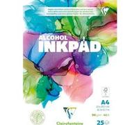 Clairefontaine 976107C Bloc Encollé Alcohol Inkpad A4 21x29,7 cm 90g - 25 Feuilles Papier pour Encres à Alcool Extra Blanc - Idéal pour le Fluid Painting avec des Encres à alcool