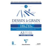 Bloc dessin grain clairefontaine spirale a3 blanc 29,7cmx42cm 180gr 30f