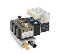 Bloc électrovanne électromagnétique normalement fermé 3V210-08-NC avec silencieux, base de montage, collecteur, 3 ports, 12 V CC, 24 V CA, 110 V, 220 V, 1 pièce(Ac220v 6mm Fittings,4 Stations)