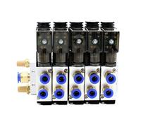 Bloc Électrovanne Pneumatique 12/24 V CC 110/220 V CA Multi-options 4V210-08 Avec Silencieux, Collecteur 2/3/4/6 Voies(4 Row 4mm fitting)