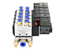 Bloc Électrovanne Pneumatique 12/24 V CC 110/220 V CA Multi-options 4V210-08 Avec Silencieux, Collecteur 2/3/4/6 Voies(3 Row 8mm fitting)