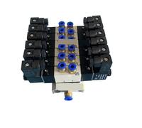 Bloc Électrovanne Pneumatique Double 5 Voies 2-20 Rangées 1/8" 4V120-06, Raccord Collecteur 12 V CC 24 V 110 V 220 V 4V120-06B(12 Row)