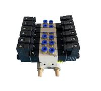 Bloc Électrovanne Pneumatique Double 5 Voies 2-20 Rangées 1/8" 4V120-06, Raccord Collecteur 12 V CC 24 V 110 V 220 V 4V120-06B(16 Row)