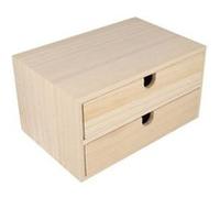 Bloc en bois 2 tiroirs 24x16x13,3cm - artémio Beige G