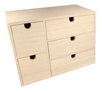 Bloc en bois 5 tiroirs 35x15x26cm - artémio Beige G
