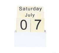 Bloc en bois pour calendrier perpétuel pour bureau avec carreaux séparés pour mois, date et jour, facile à réorganiser année après année (C)