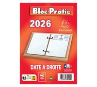 Exacompta Bloc éphéméride – Date à droite – 2026 – 8,2 x 12 cm – Rouge