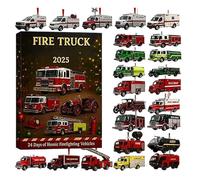 Bloc Ephemeride,Fire Truck Advent Calendars 2025, 24 Days Fire Truck Ornament Christmas Countdown Calendar, Mini Fireman Vehicle