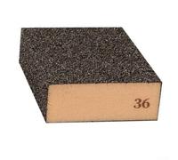 Bloc éponge de ponçage grain 36-220 humide et sec - Tampon en mousse flexible pour bois, métal, plastique, cloison sèche - Polissage et nettoyage - 100 x 70 mm (grain 36)