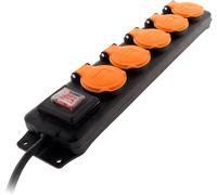 Bloc Étanche Ip44 5 Prises 16A 2P+T Avec Clapets Et Interrupteur - Câble Ho5Rrf 3G1Mm² De 1,5M Noir -