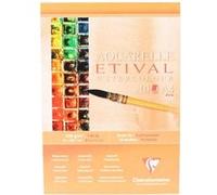 Clairefontaine 96305C Bloc Encollé Etival - 10 Feuilles Papier Aquarelle Blanc 100% Cellulose Grain Fin Qualité Étude A4 21x29,7 cm 300g