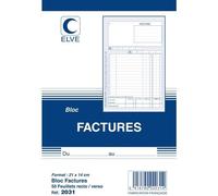 Bloc factures - ELVE - 210 x 140 mm - 50 feuilles - Blanc - 1 bloc