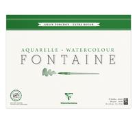Clairefontaine 96431C Bloc Encollé 4 Côtés Fontaine - 25 Feuilles Papier Aquarelle Blanc 100% Coton Grain Torchon Qualité Professionnelle 36x48 cm 300g