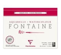 Clairefontaine Bloc Aquarelle Fontaine encollé 4 côtés 25 feuilles Grain fin 18x24 cm 300 g