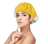 Bloc géométrique jaune gris blanc,Bonnet de nuit en satin pour adulte - Bonnet de nuit élastique pour femme, couvre-cheveux de nuit