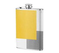 Bloc géométrique jaune gris blanc,Flasque de poche plate de 8 oz en acier inoxydable 304, idéale pour les activités de plein air.