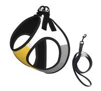 Bloc géométrique Jaune Gris Blanc,Harnais pour Animaux de Compagnie, Harnais réfléchissant réglable pour Chien,L