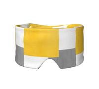 Bloc géométrique jaune gris blanc,Masque pour les yeux bloquant la lumière Cache-yeux et cache-oreilles pour le sommeil
